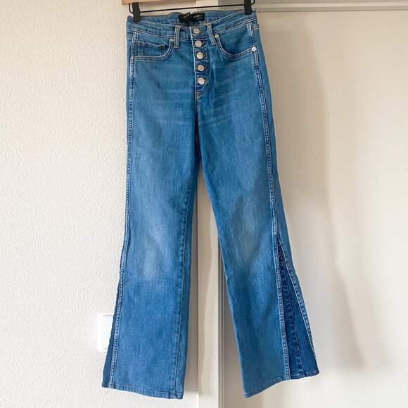 Veronica Beard Kiley High Waist Wide Leg Two-Tone Jeans Size 26/2 Western Cowboy - Picture 2 of 11